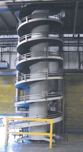 Spiral conveyors: connecting warehouse floors installation shown in the case study